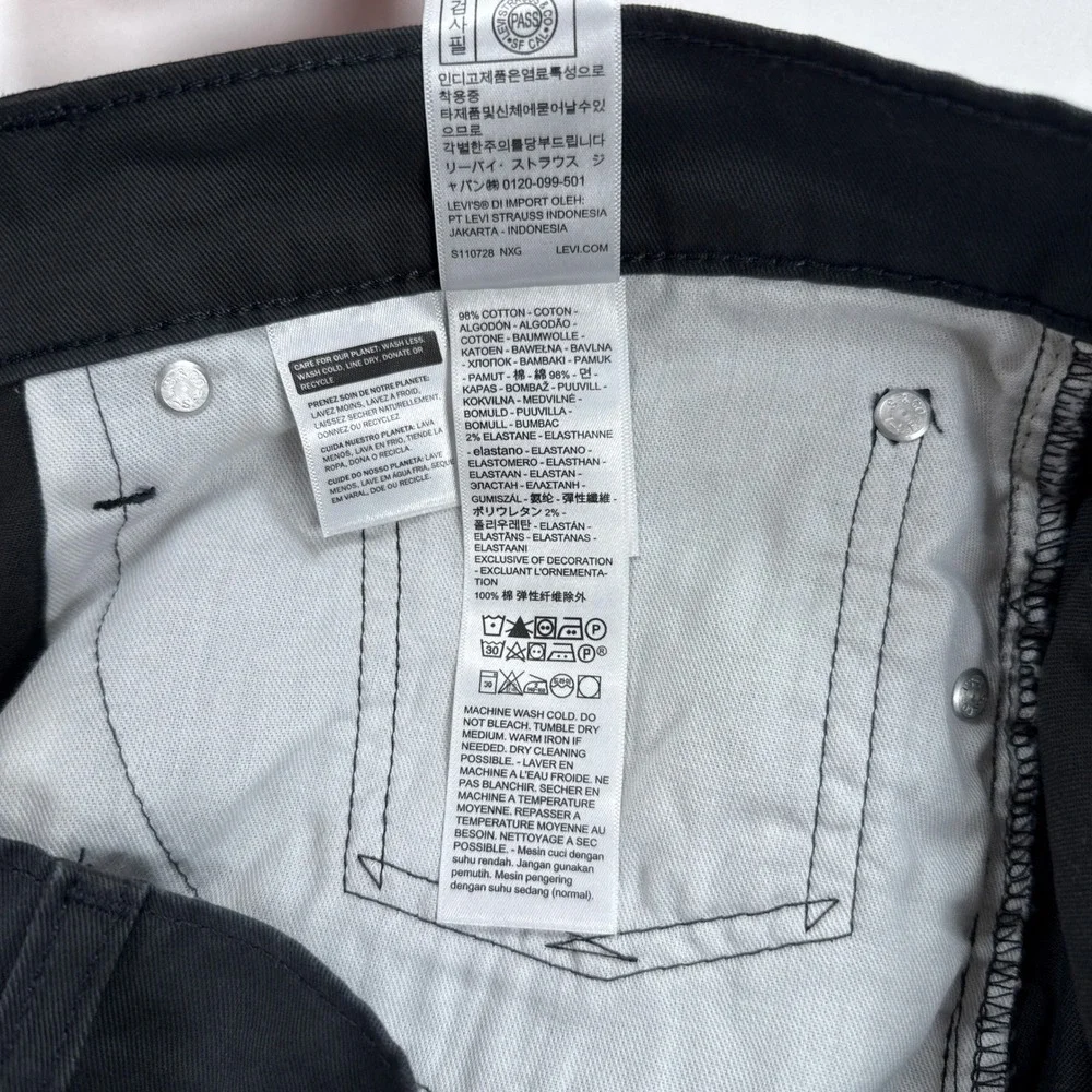 Levis Mens 514 Straight Fit Pants 36x34 Charcoal Grey Stretch Minimalist